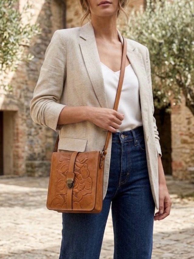 Patricia Nash Tan Leather Crossbody Bag